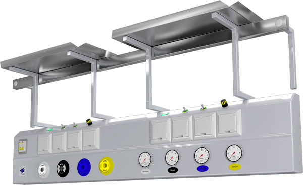 Консоль медицинская реанимационная настенная из оцинкованной стали